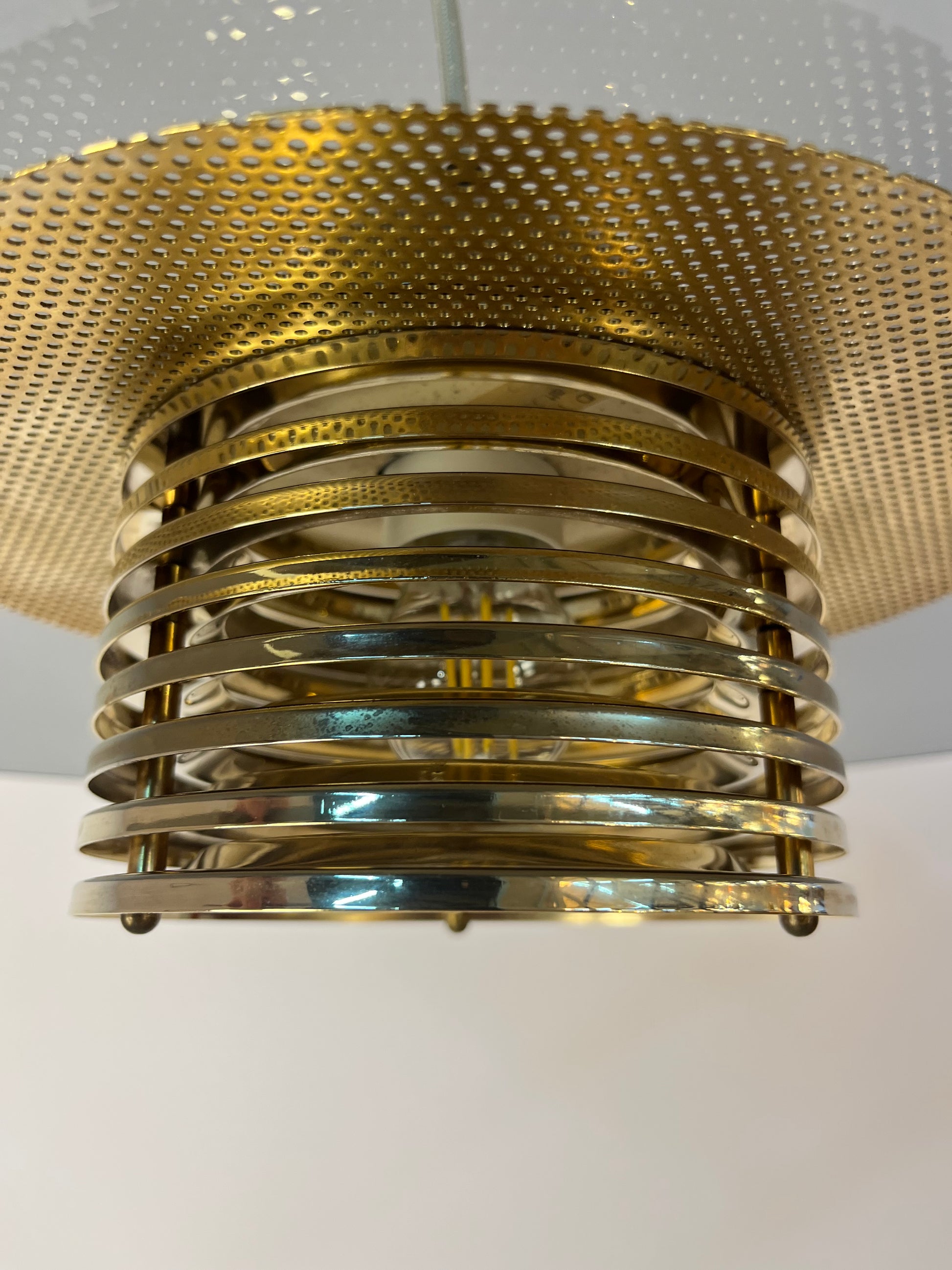 Hängelampe Rauchglas Messing von Jan Eskil Eskilsson für Belid