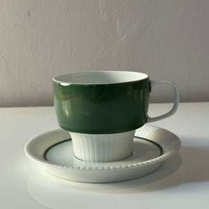 Set: 6x Kaffeetasse mit Untertasse Modulation Secunda grün von Tapio Wirkkala für Rosenthal