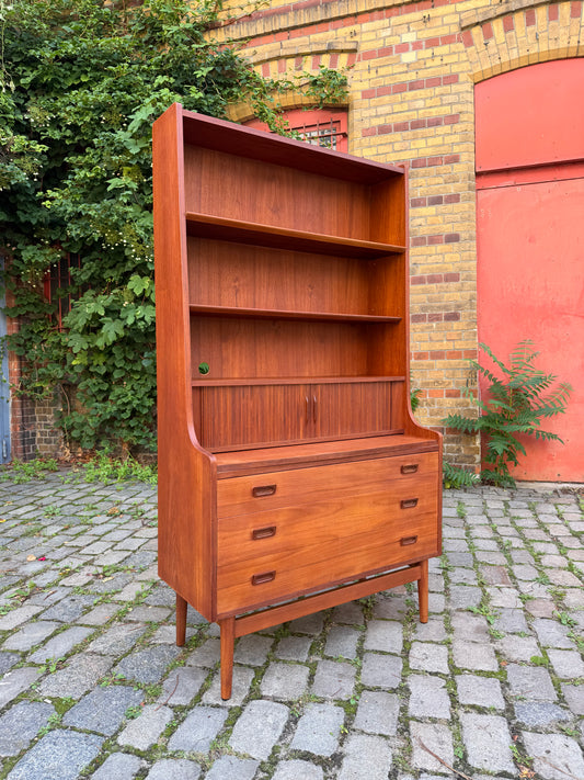 Bücherregal Teak mit Sekretär von Johannes Sorth für Nexø