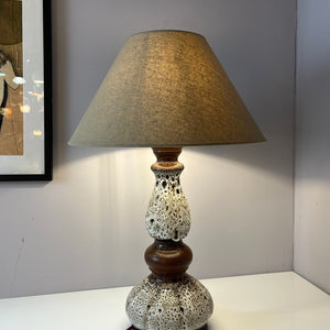 Tischlampe weiß braun Keramik von Hustadt Leuchten