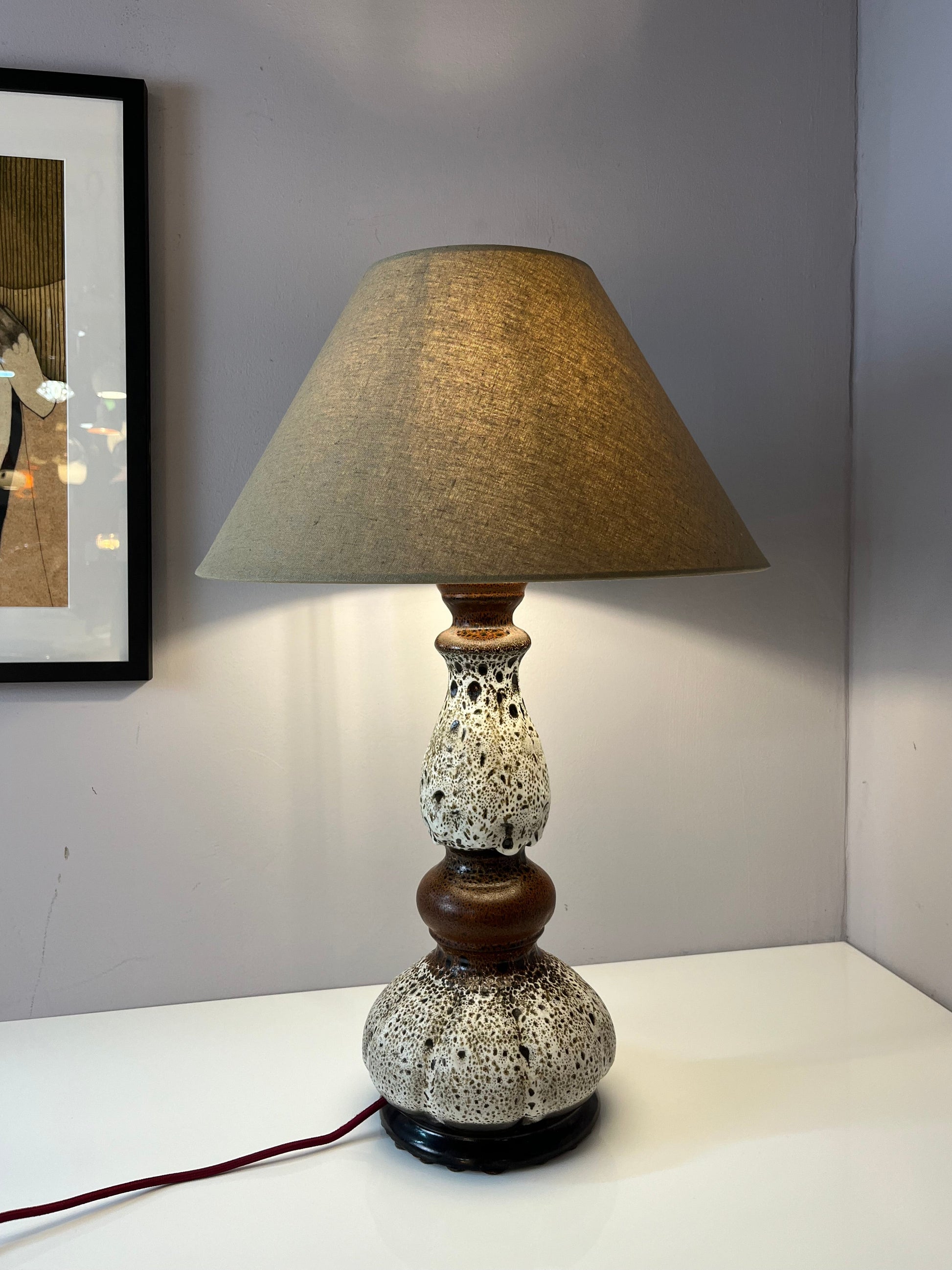 Tischlampe weiß braun Keramik von Hustadt Leuchten