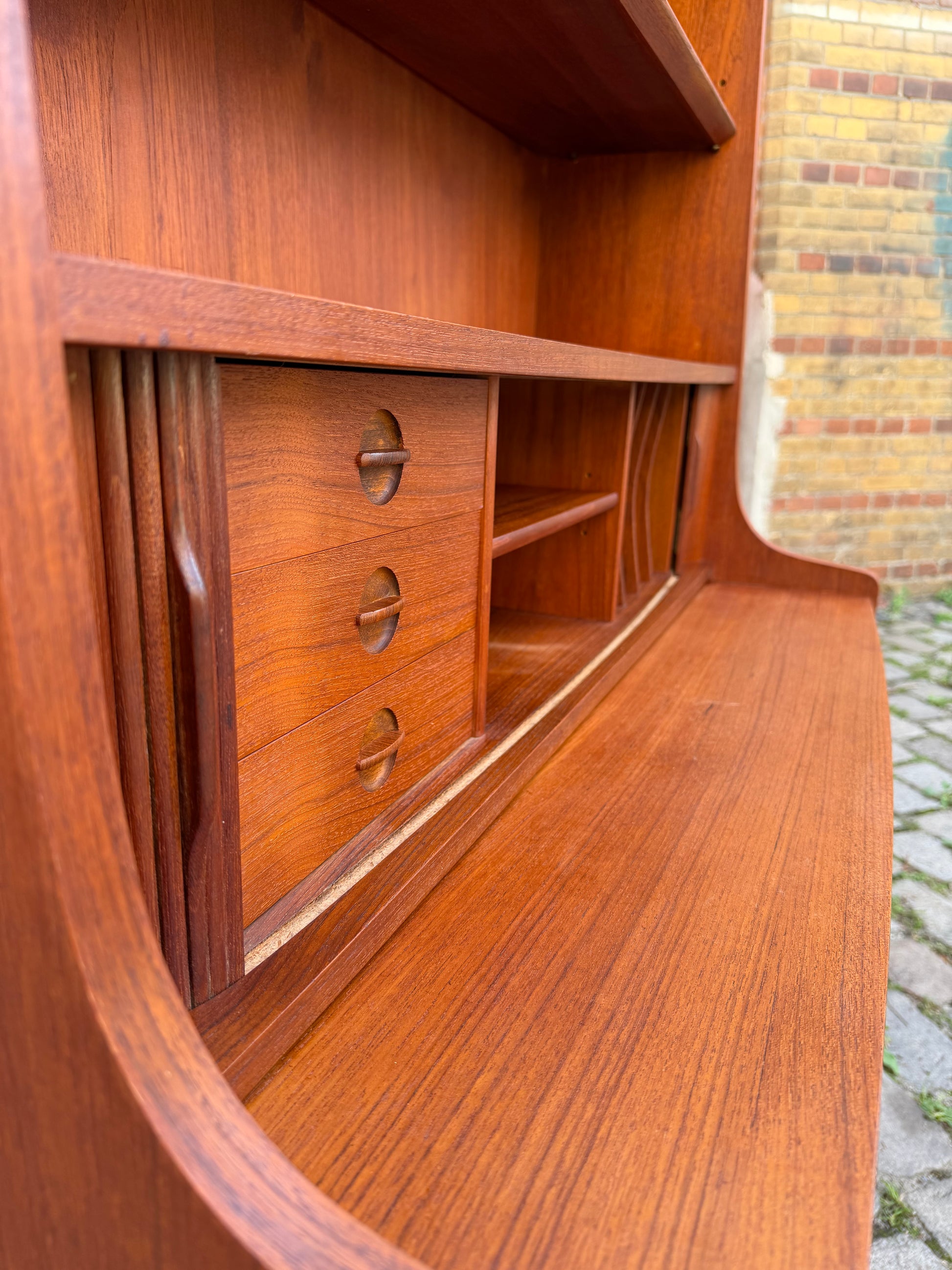 Bücherregal Teak mit Sekretär von Johannes Sorth für Nexø