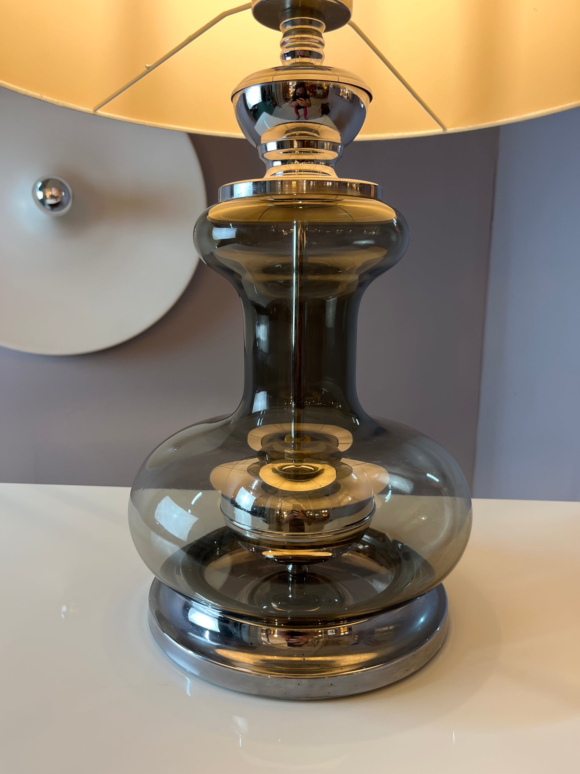 Tischlampe Rauchglas