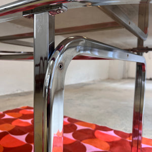 Ovaler Esstisch Rauchglas Chrom