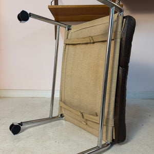 Hocker Modell Bore dunkelbraun Chrom von Noboru Nakamura für IKEA