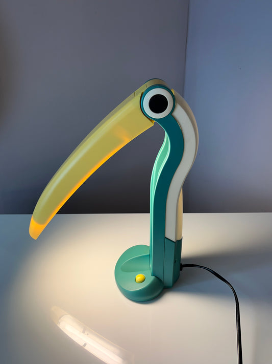 Tischlampe Toucan groß grün gelb von H.T. Huang für Huangslite