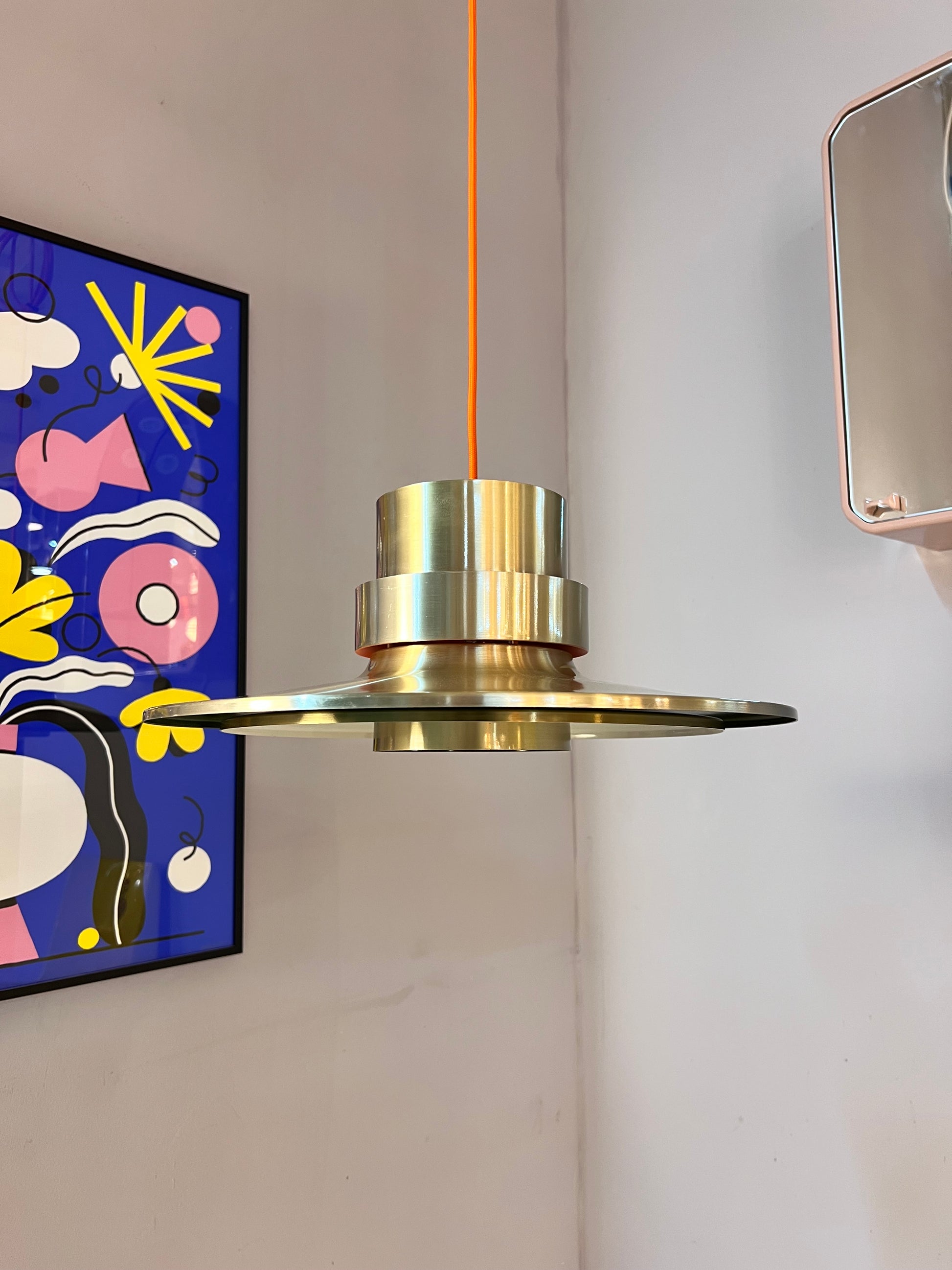 Lamellenlampe Trava grün orange von Carl Thore für Granhaga