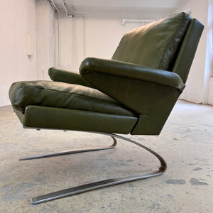 Swing Chair grün Echtleder Chrom von Reinhold Adolf & Hans Jürgen Schröpfer für COR