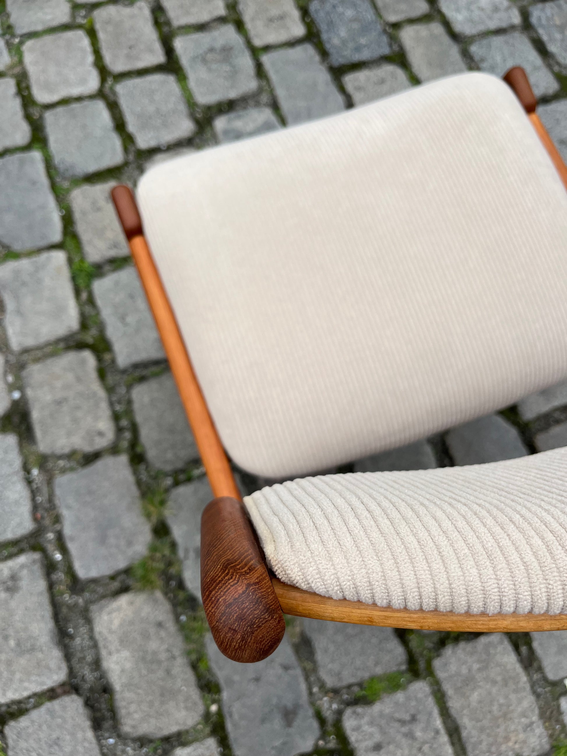 Set: 6x Polsterstuhl beige Teak Cord von Erik Buch