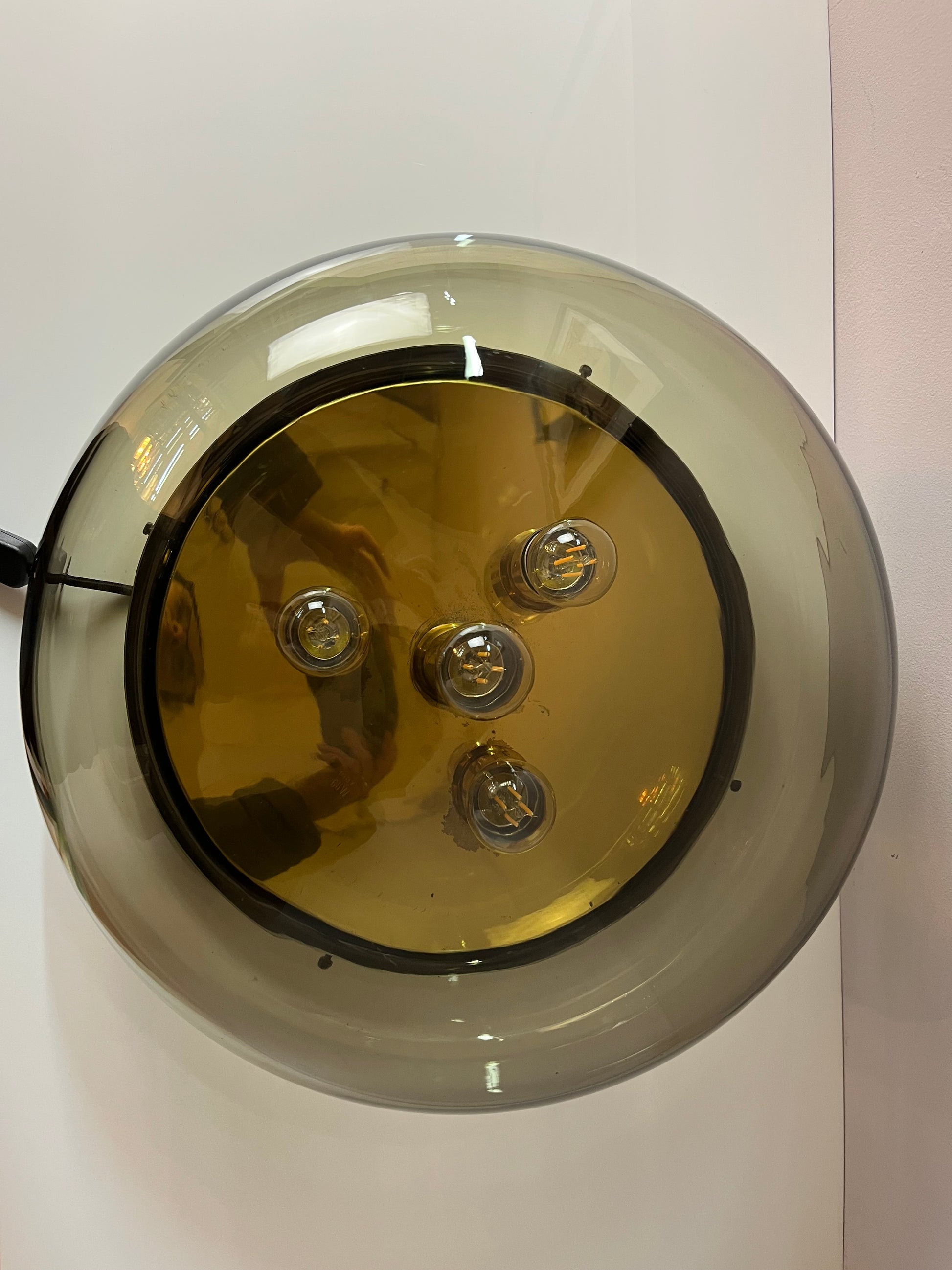 Wand-/ Deckenlampe Messing Rauchglas von Kaiser Leuchten