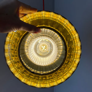 Hängelampe mit Glas Doppelschirm von Carl Fagerlund für Orrefors