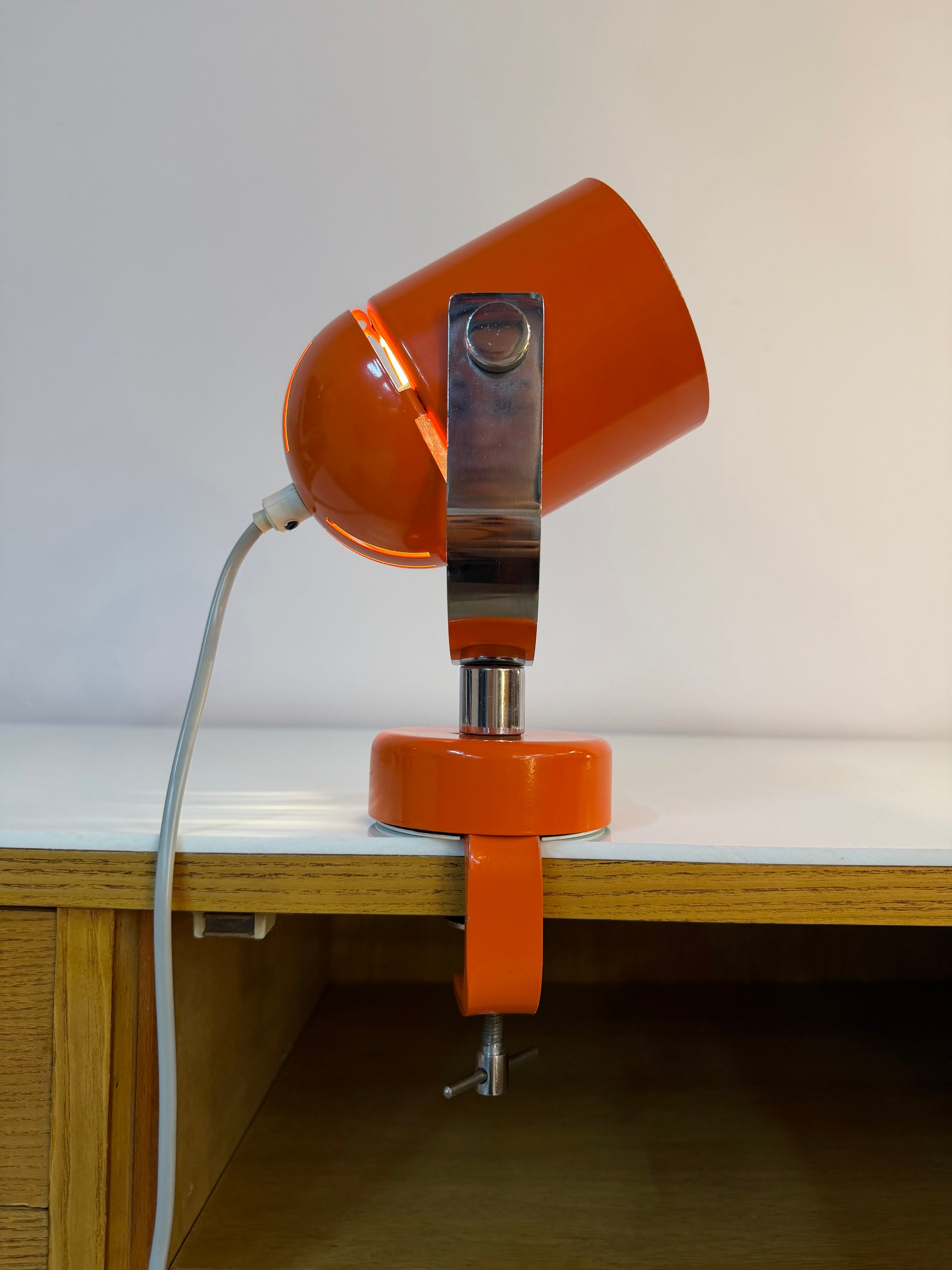Klemmlampe / Wandlampe Combi Lux orange Chrom von Stanislav Indra für Lidokov Boskovice