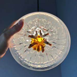 Hängelampe weiß gelb Muranoglas von Mazzega