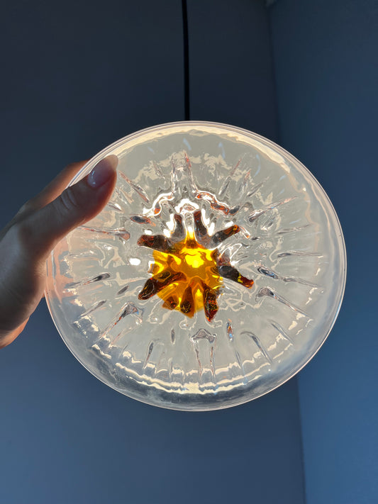 Hängelampe weiß gelb Muranoglas von Mazzega