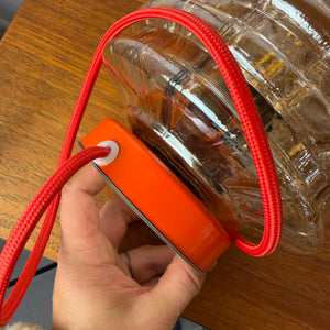 Tischlampe orange mit Bubbleglas Schirm von VEB Bautzen