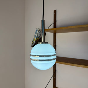 Kugellampe weiß silber Glas