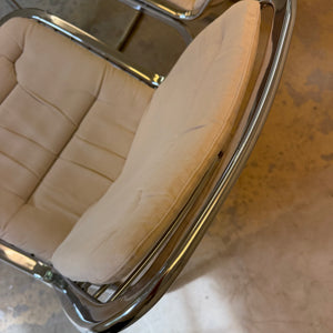 Set: 4x Freischwinger Chrom mit Sitzpolster creme von Gastone Rinaldi für Rima