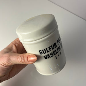 Apothekerdose Sulfur Praec. Vaselin. Alb. weiß Porzellan