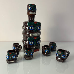 Set: Tiki Schnapsdekanter & 6 Becher