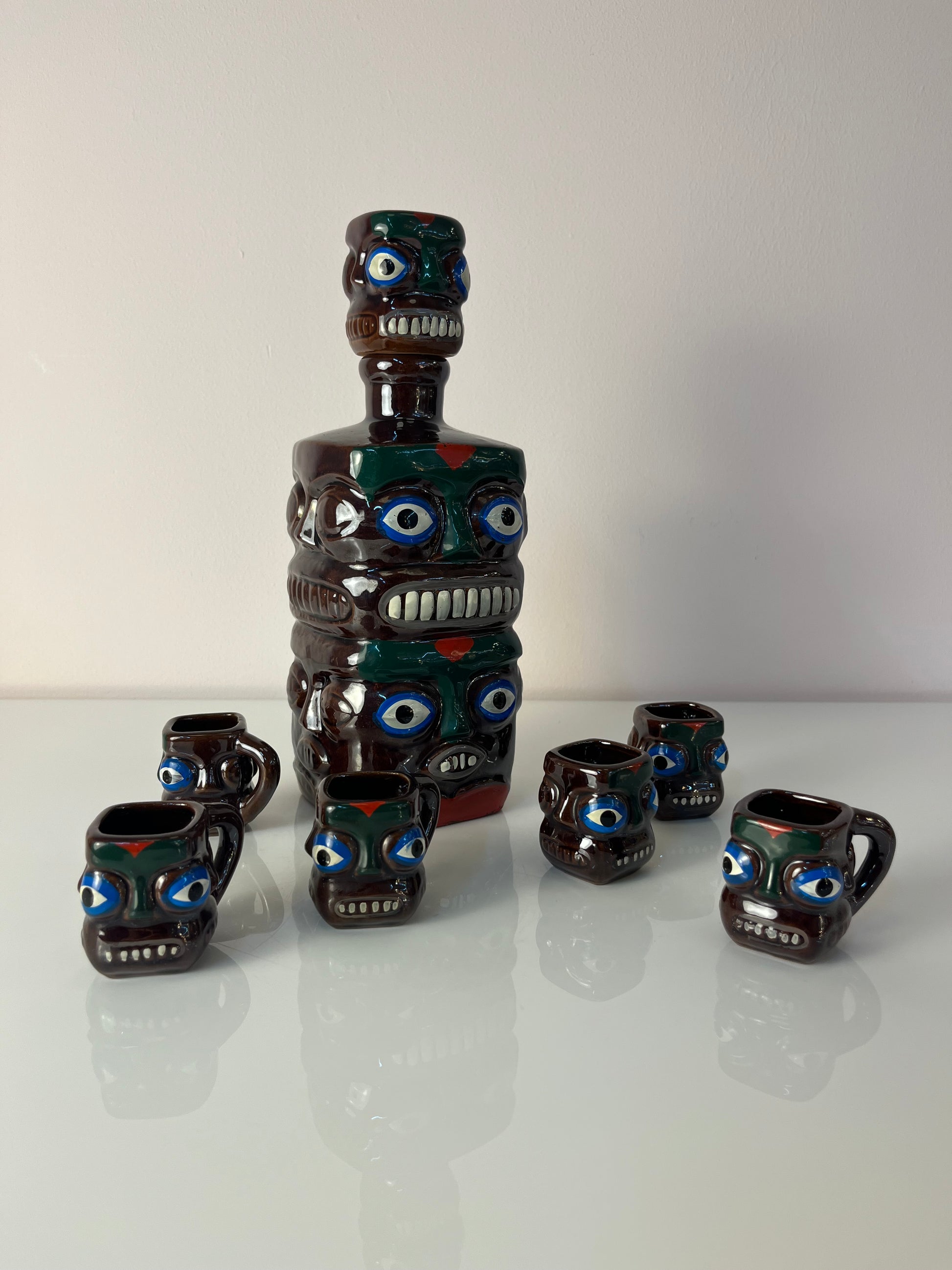 Set: Tiki Schnapsdekanter & 6 Becher