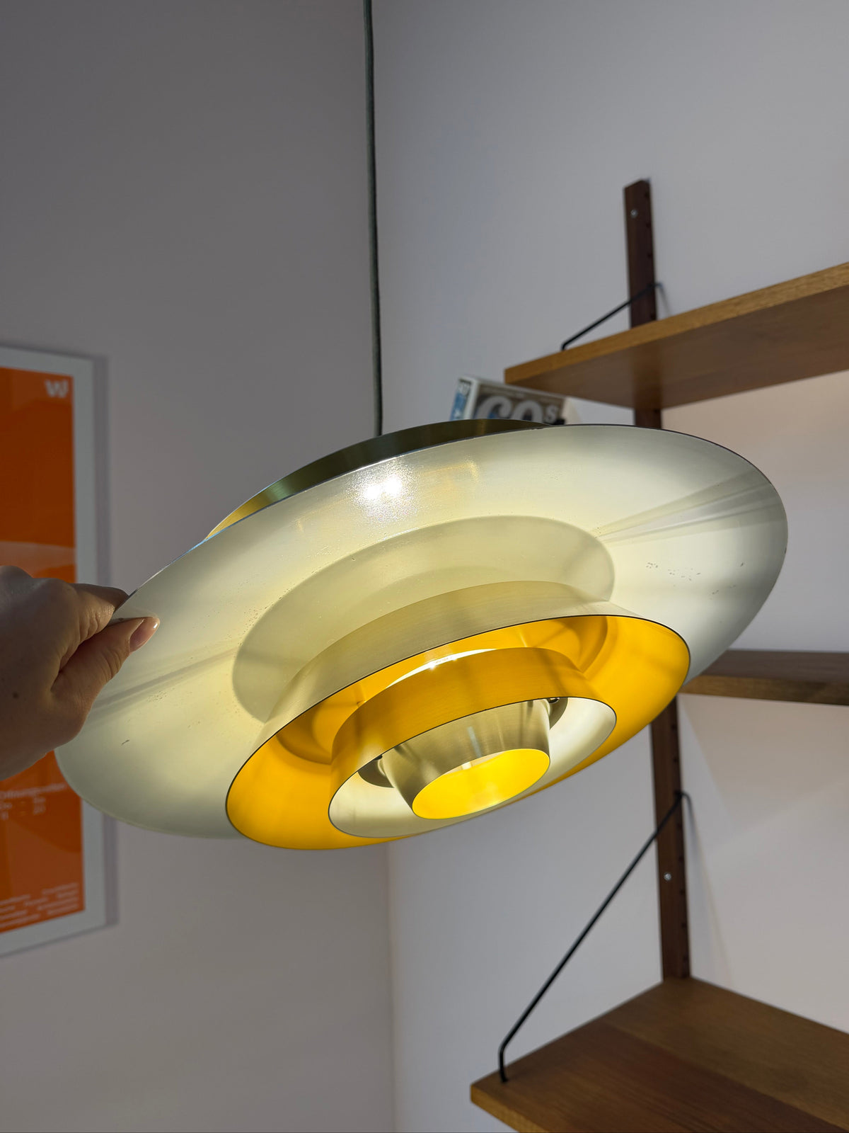 Lamellenlampe gold gelb von Bent Nordsted für Lyskær