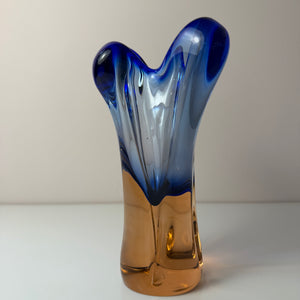 Vase blau Glas von Josef Hospodka für Chřibská Sklárna