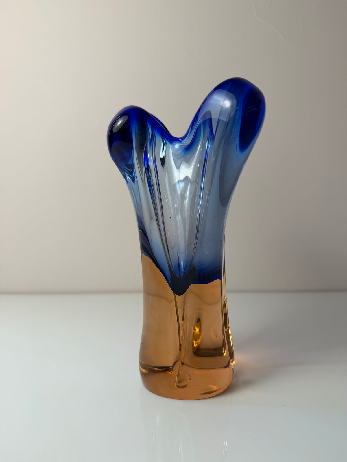 Vase blau Glas von Josef Hospodka für Chřibská Sklárna