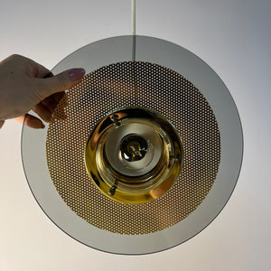 Kleine Hängelampe Rauchglas Messing von Jan Eskil Eskilsson für Belid