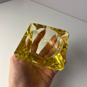 Aschenbecher gelb Kristallglas