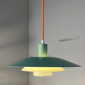 Lamellenlampe neu lackiert blaugrün von JEKA