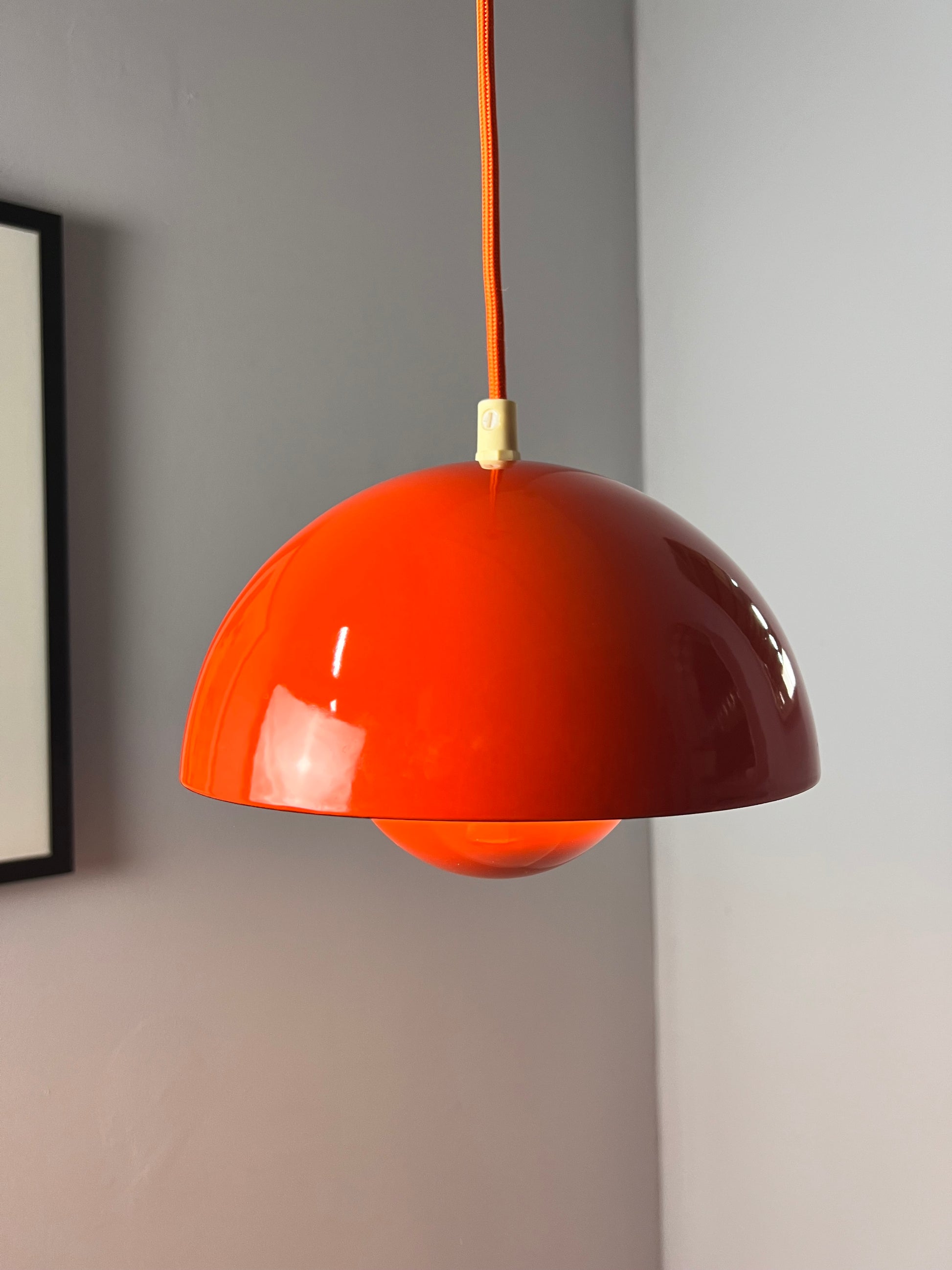 Hängelampe Flowerpot VP1 orange Emaille von Verner Panton für Louis Poulsen