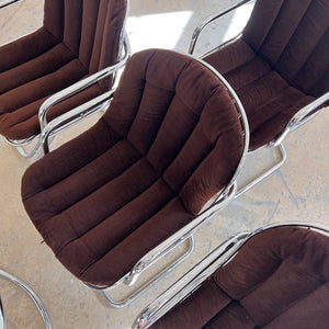 Freischwinger Chrom mit braunem Sitzkissen von Gastone Rinaldi für Rima