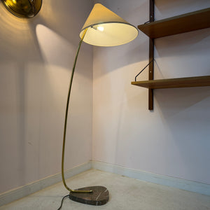 Stehlampe mit Marmorfuß & original Schirm von Rupert Nikoll
