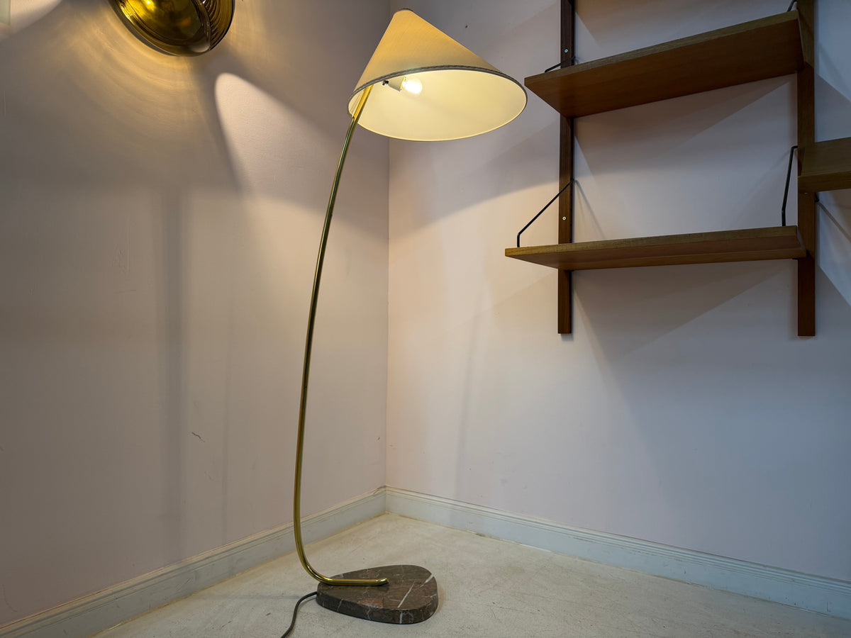 Stehlampe mit Marmorfuß & original Schirm von Rupert Nikoll
