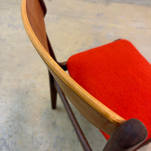 Polsterstuhl Teak orange neu gepolstert von Erik Buch