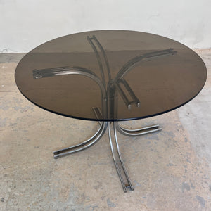 Runder Esstisch Rauchglas & Chrom