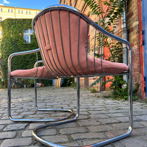 Set: 2x Freischwinger rosa Chrom von Gastone Rinaldi - neu gepolstert