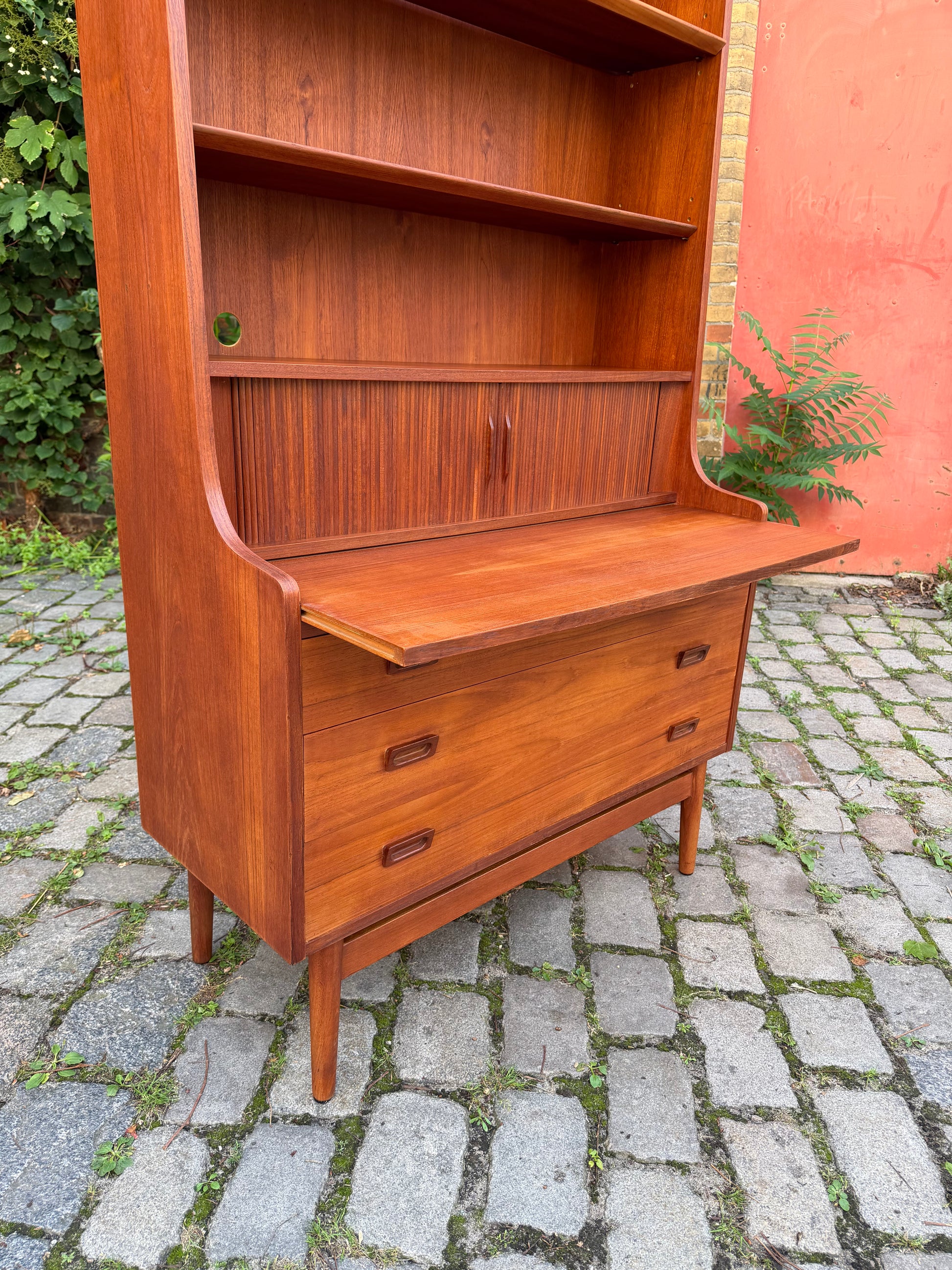 Bücherregal Teak mit Sekretär von Johannes Sorth für Nexø