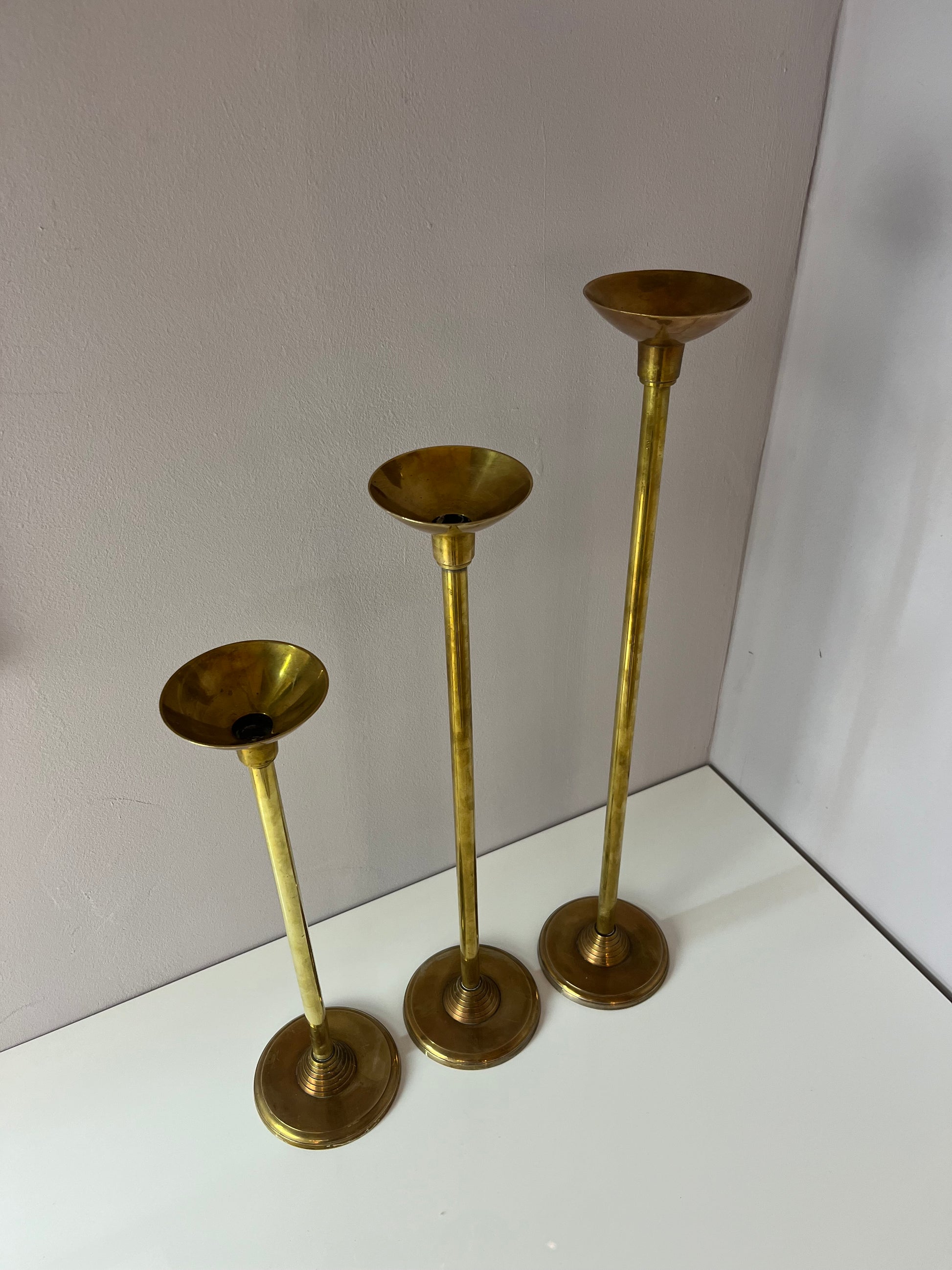 Set: Trio hohe Kerzenständer Messing