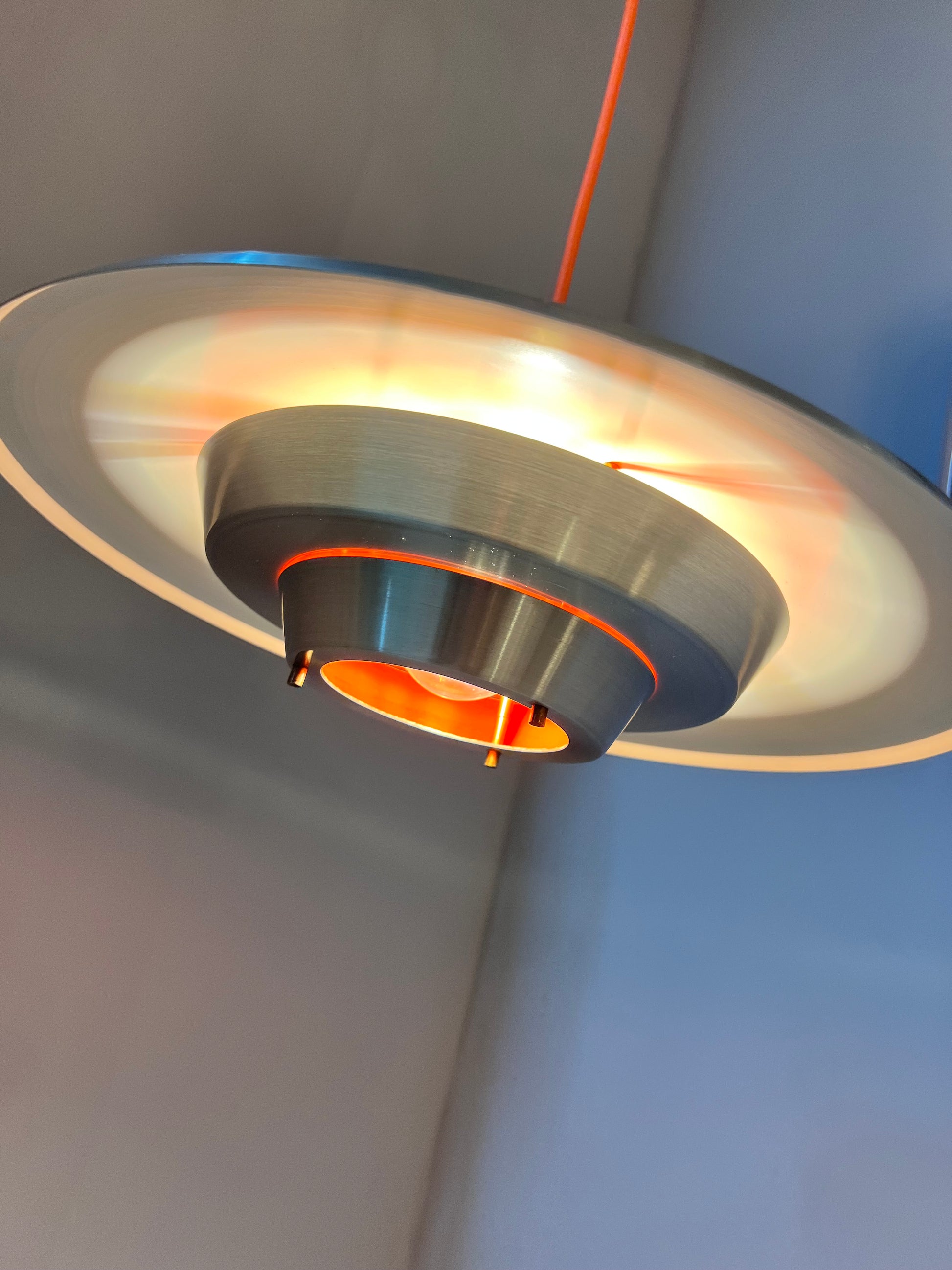Lamellenlampe Søvaern silber orange von Carl Thore für Granhaga
