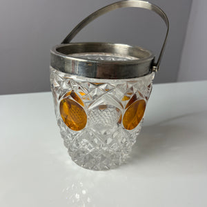 Eiskübel Kristallglas Silber mit Henkel