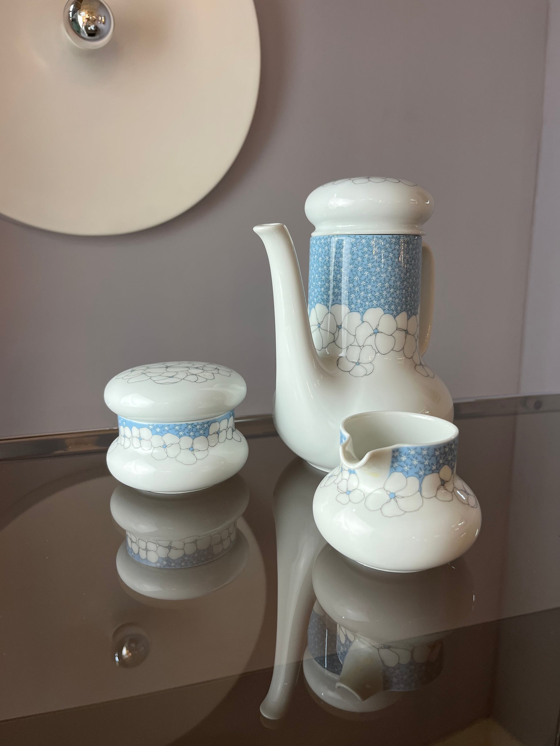 Set: Kaffeeservice Kiruna Garden weiß blau von Thomas