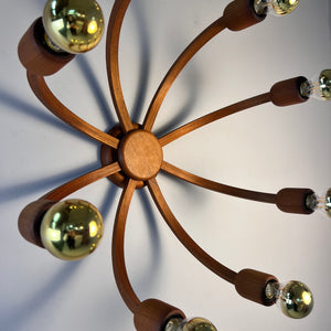 Achtarmige Wandlampe / Deckenlampe Teak von DOMUS