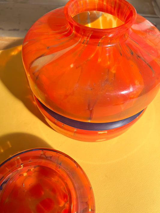 Set: Vase und Aschenbecher orange 70er