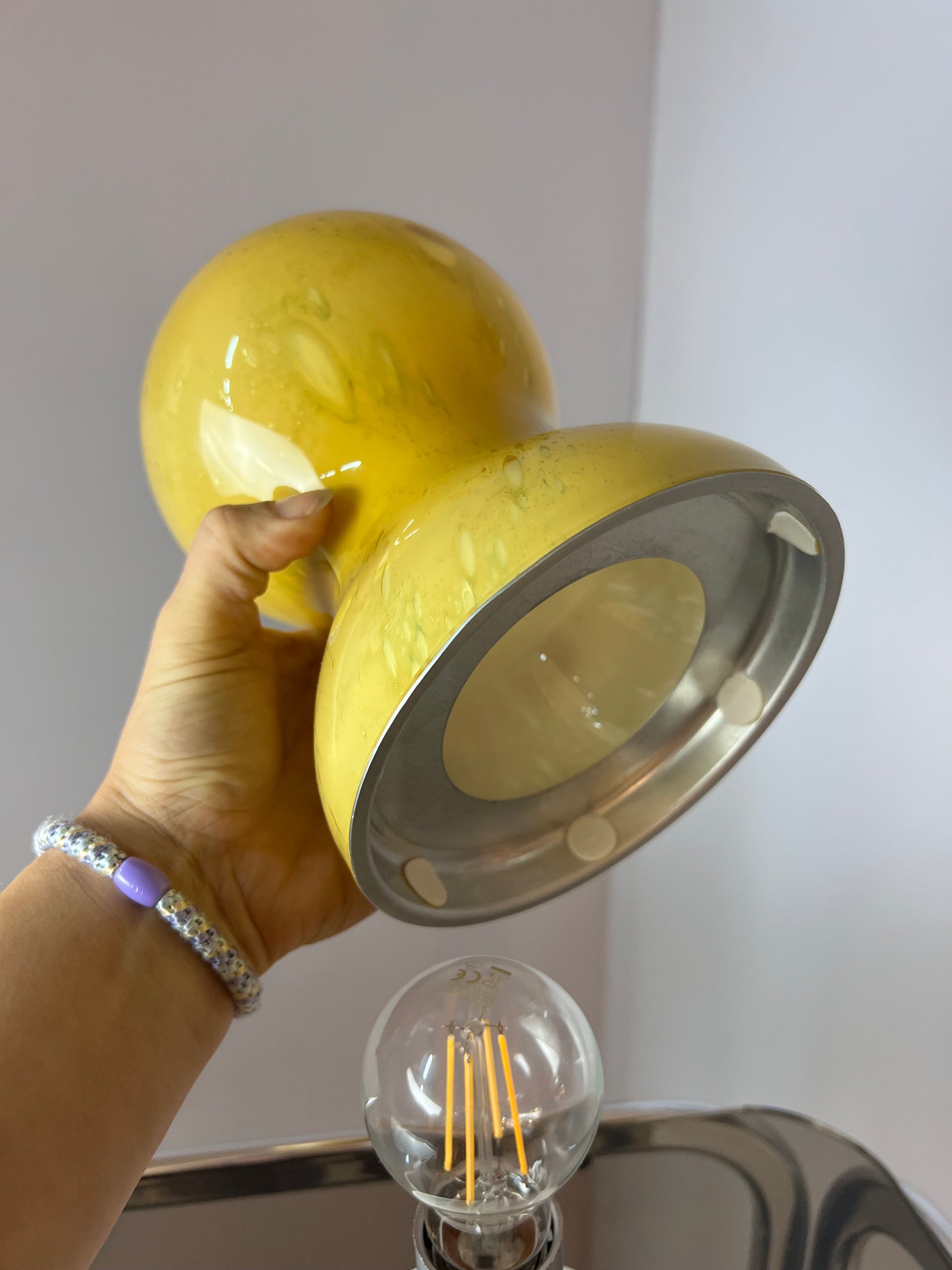 Tischlampe gelb Glas von Doria
