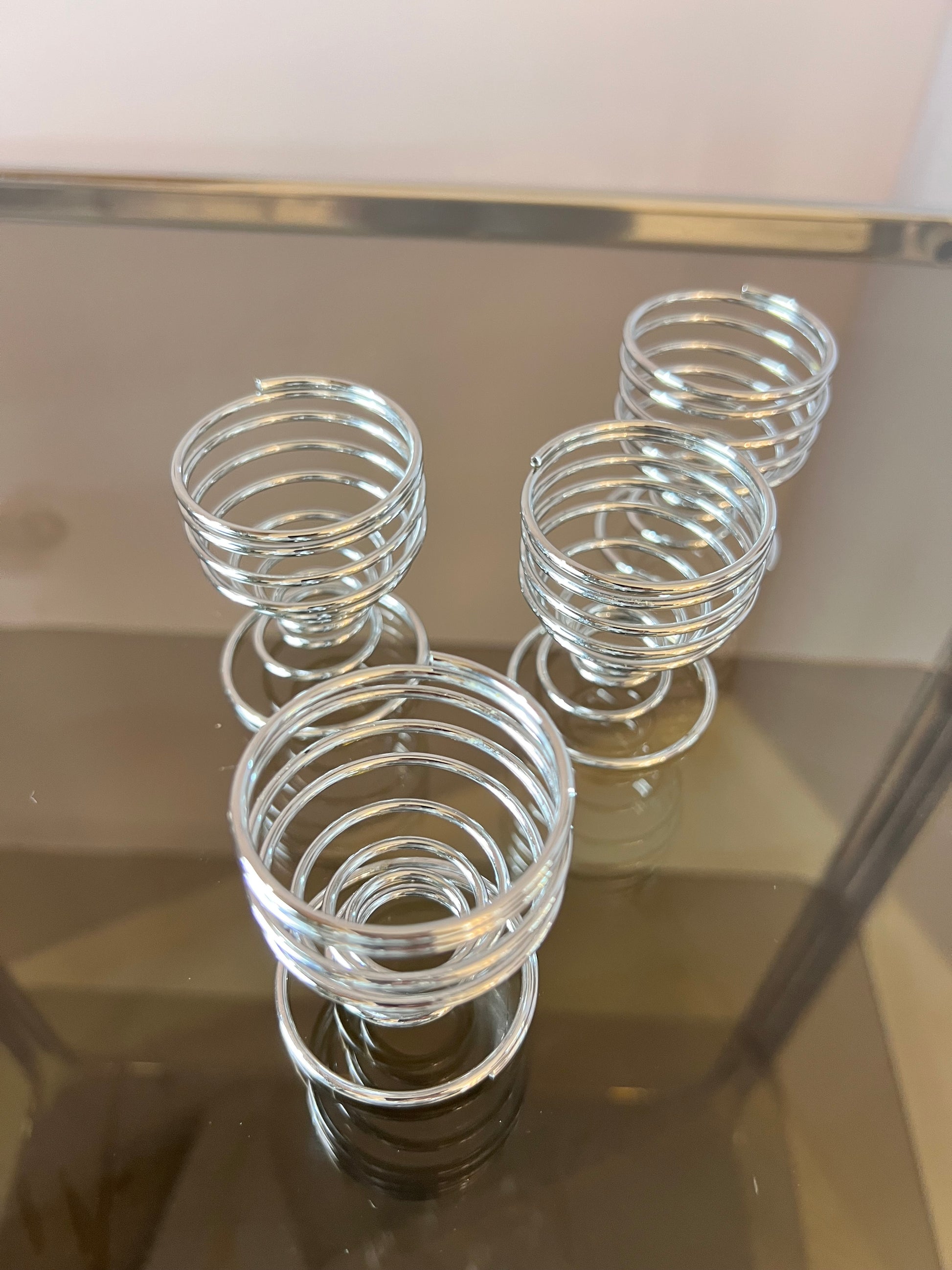 Set: 4x Eierbecher Metall 80er