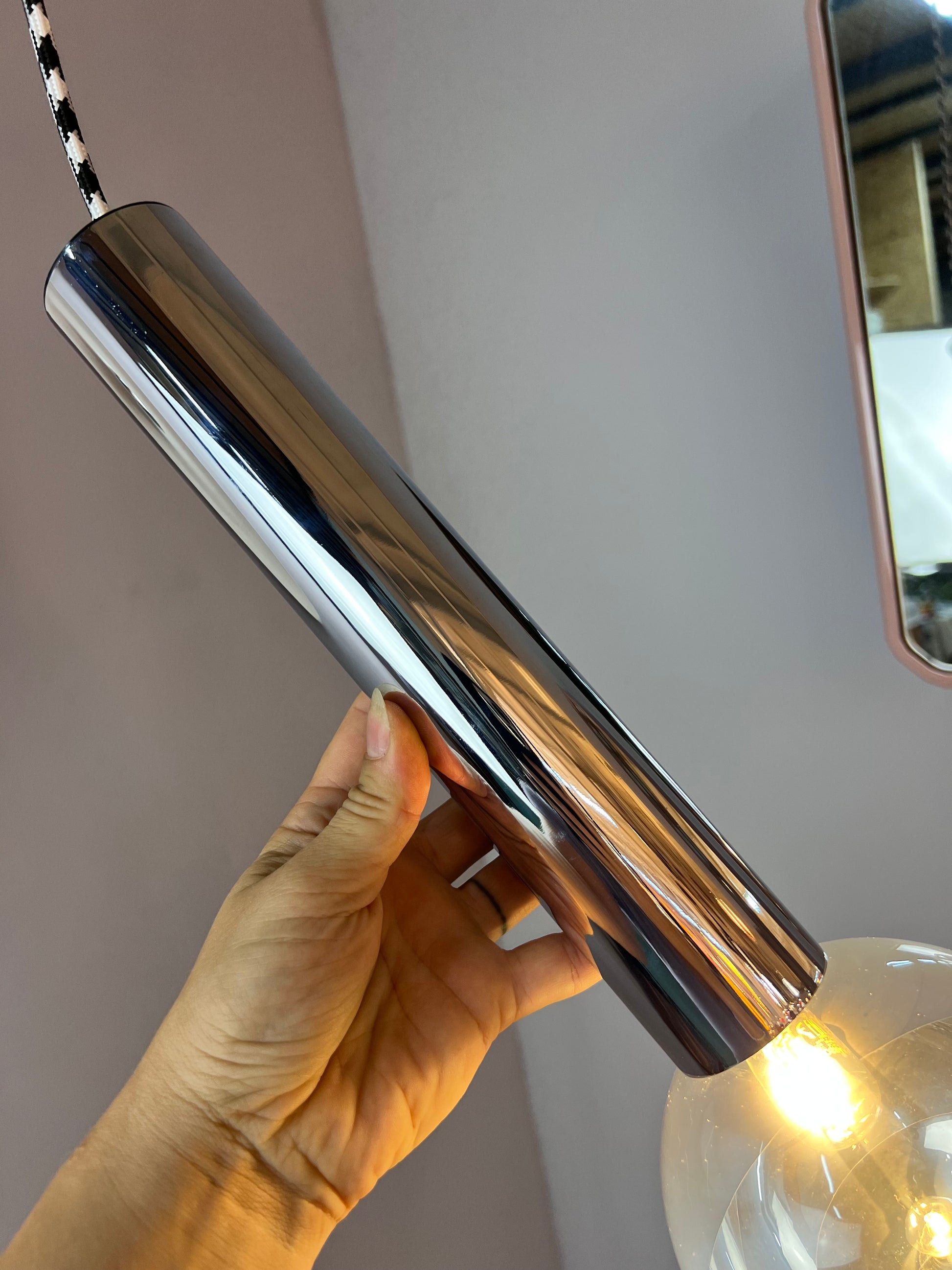 Hängelampe Big Globe Chrom 39 cm von Motoko Ishii für STAFF