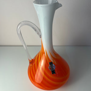 Henkelvase Opalglas mit Flammenmuster von Vetreria Artigiana Sanminiatello