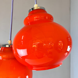 Hängelampe orange Glas aus Westddeutschland