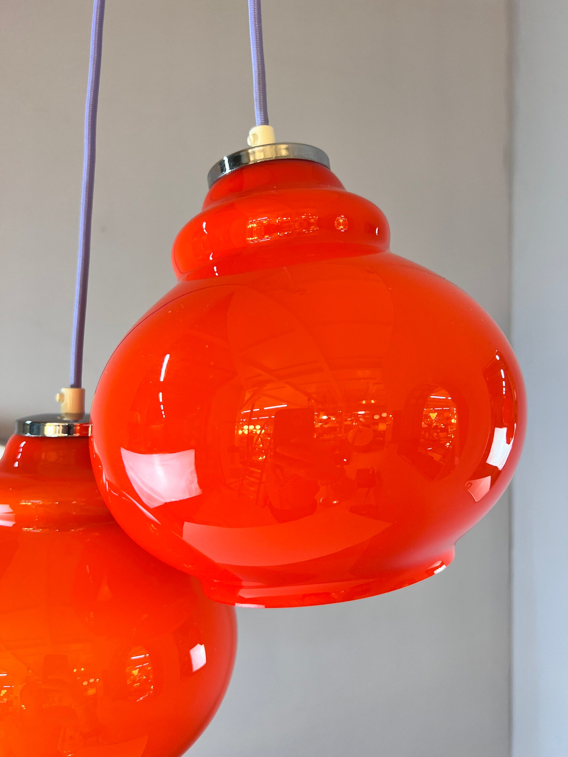 Hängelampe orange Glas aus Westddeutschland